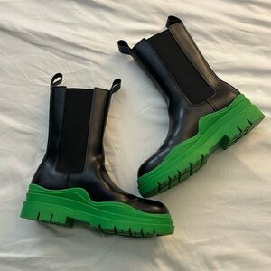 Black and Green Combat Boots